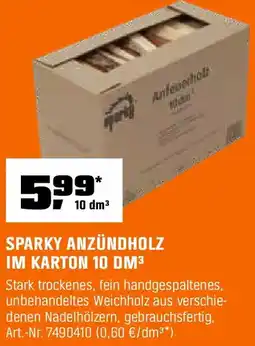 OBI Sparky anzündholz im karton 10 dm3 Angebot