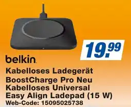 expert Techno Land belkin Kabelloses Ladegerät BoostCharge Pro Neu Kabelloses Universal Easy Align Ladepad (15 W) Angebot