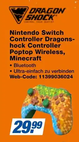 expert Techno Land DRAGON SHOCK Nintendo Switch Controller Dragons- hock Controller Poptop Wireless, Minecraft Angebot