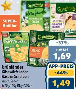 Aktiv Irma Grünländer Käsewürfel oder Käse in Scheiben Angebot