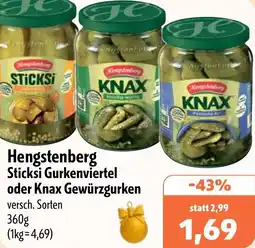 Aktiv Irma Hengstenberg Sticksi Gurkenviertel oder Knax Gewürzgurken Angebot