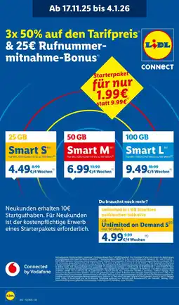 Lidl Lidl connect 3x 50% auf den tarifpreisff) & 25€ rufnummer- mitnahme-bonusff) Angebot