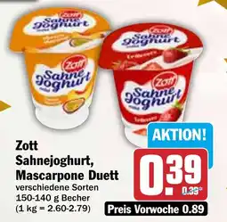 HIT Zott Sahnejoghurt, Mascarpone Duett Angebot