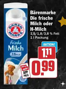 HIT Bärenmarke Die frische Milch oder H Milch Angebot