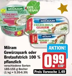 HIT Milram Gewürzquark oder Brotaufstrich 100% pflanzlich Angebot