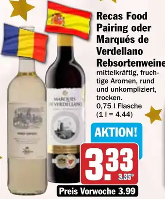HIT Recas Food Pairing oder Marqués de Verdellano Rebsortenweine Angebot