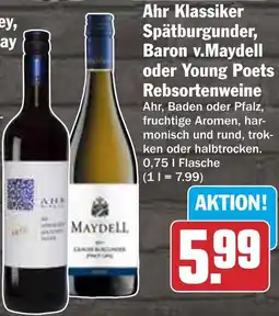 HIT Ahr Klassiker Spätburgunder, Baron v.Maydell oder Young Poets Rebsortenweine Angebot