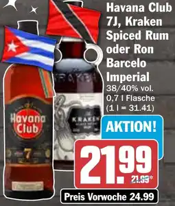 HIT Havana Club 7J, Kraken Spiced Rum oder Ron Barcelo Imperial Angebot
