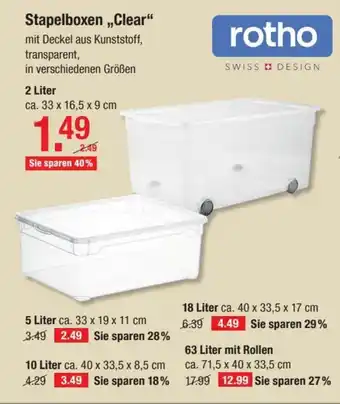 V Baumarkt Rotho Stapelboxen Clear 2L Angebot