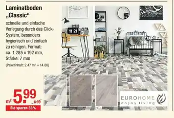 V Baumarkt EuroHome Laminatboden Classic Angebot