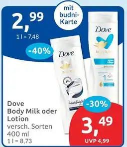 Budni Dove body milk Angebot