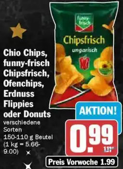 AEZ Chio Chips, funny-frisch Chipsfrisch, Ofenchips, Erdnuss Flippies oder Donuts Angebot