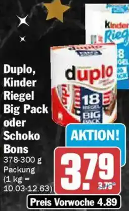 AEZ Duplo, Kinder Riegel Big Pack oder Schoko Bons Angebot