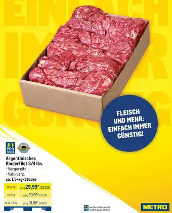 Argentinisches Rinderfilet 3/4 lbs.