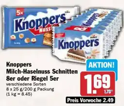 AEZ Knoppers Milch Haselnuss Schnitten 8er oder Riegel 5er Angebot