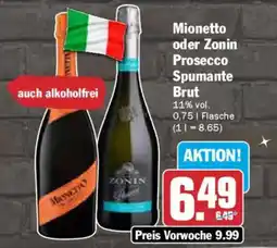 AEZ Mionetto oder Zonin Prosecco Spumante Brut Angebot