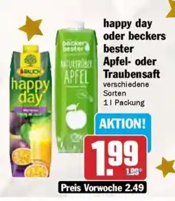AEZ happy day oder beckers bester Apfel oder Traubensaft Angebot