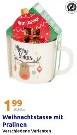 Action Weihnachtstasse mit Pralinen Angebot