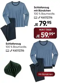 Galeria CALIDA Schlafanzug mit Bündchen Angebot