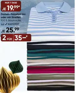 Galeria Damen-Poloshirt Uni oder mit Streifen Angebot