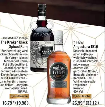 METRO The Kraken Black Spiced Rum Oder Angostura 1919 Angebot