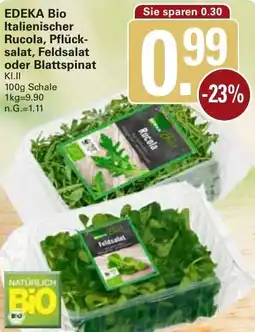 WEZ EDEKA Bio Italienischer Rucola, Pflück- salat, Feldsalat oder Blattspinat Angebot