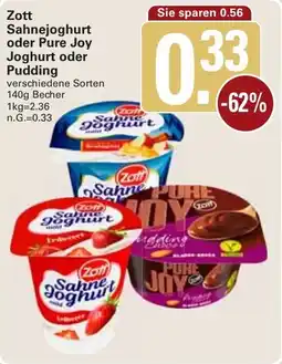 WEZ Zott Sahnejoghurt oder Pure Joy Joghurt oder Pudding Angebot