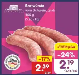 Netto Marken-Discount Gut ponholz bratwürste vom schwein, grob Angebot