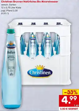 Netto Getränke Discount Christinen Brunnen Natürliches Bio Mineralwasser Angebot