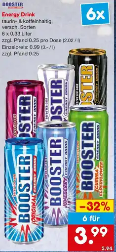 Netto Getränke Discount BOOSTER Energy Drink Angebot