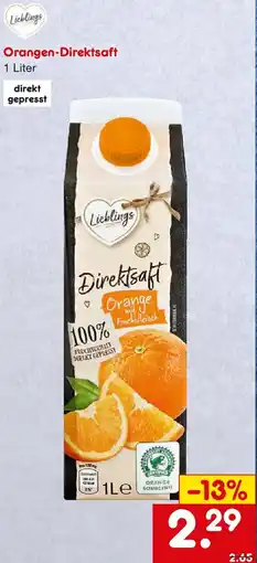 Netto Getränke Discount Lieblings Orangen-Direktsaft Angebot