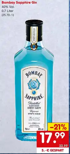 Netto Getränke Discount Bombay Sapphire Gin Angebot