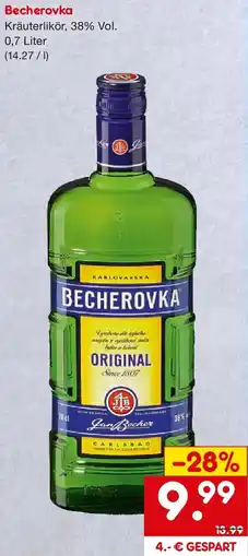 Netto Getränke Discount Becherovka Kräuterlikör Angebot