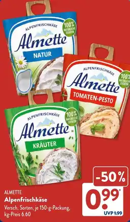 Aldi Süd ALMETTE Alpenfrischkäse Angebot