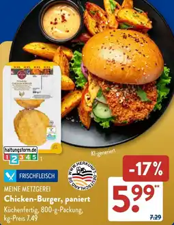Aldi Süd MEINE METZGEREI Chicken-Burger, paniert Angebot