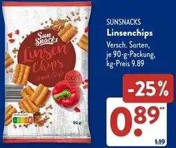 Aldi Süd SUNSNACKS Linsenchips Angebot