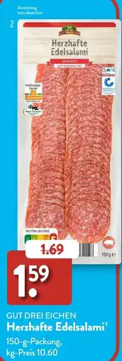 Aldi Süd GUT DREI EICHEN Herzhafte Edelsalami Angebot
