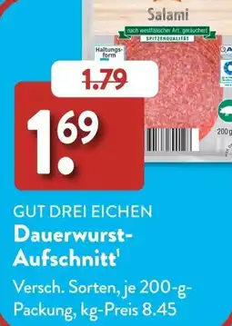 Aldi Süd GUT DREI EICHEN Dauerwurst-Aufschnitt Angebot