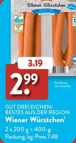 Aldi Süd GUT DREI EICHEN/BESTES AUS DER REGION Wiener Würstchen Angebot