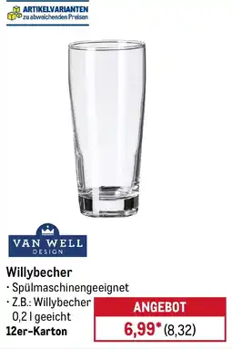 METRO VAN WELL DESIGN Willybecher Angebot