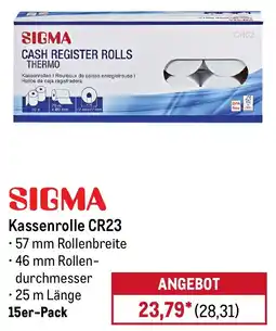 METRO SIGMA Kassenrolle CR23 Angebot