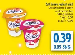 diska Zott Sahne Joghurt mild Angebot