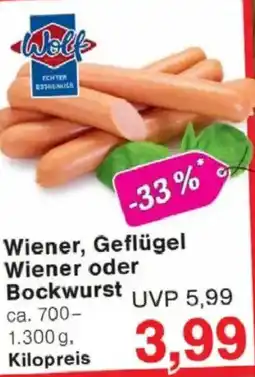 Jawoll Wolf Wiener, Geflügel Wiener oder Bockwurst Angebot