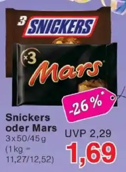 Jawoll Snickers oder Mars Angebot