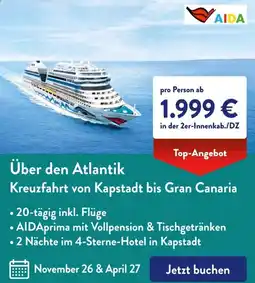 Aldi Süd Über den Atlantik Kreuzfahrt von Kapstadt bis Gran Canaria Angebot
