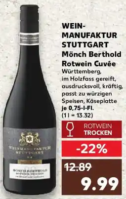 Kaufland WEINMANUFAKTUR STUTTGART Mönch Berthold Rotwein Cuvée Angebot