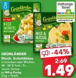 Kaufland GRÜNLÄNDER Dtsch. Schnittkäse Angebot