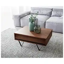 Netto Marken-Discount Couchtisch Eloi Akazie Braun 80x60 cm 2 Schubfächer V-Fuß Schwarz Wohnzimmertisch Angebot