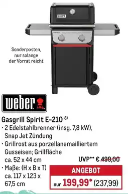 METRO weber Gasgrill Spirit E-210 Angebot