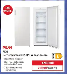 METRO PKM Gefrierschrank GS200NFW, Fast-Freeze Angebot